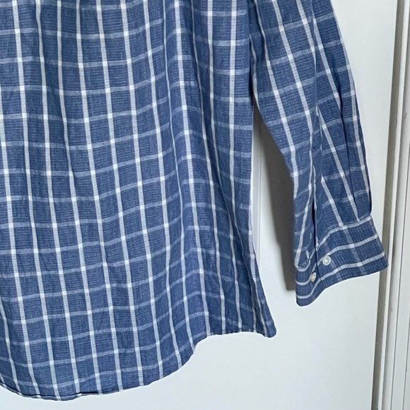 J. McLaughlin Trim Fit Linen Cotton blend button down Shirt blue 35480 - Picture 8 of 12